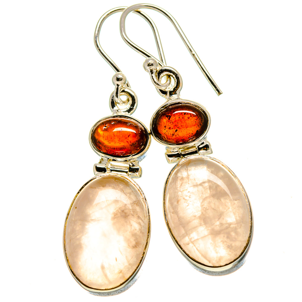 Rose Quartz Earrings handcrafted by Ana Silver Co - EARR414948