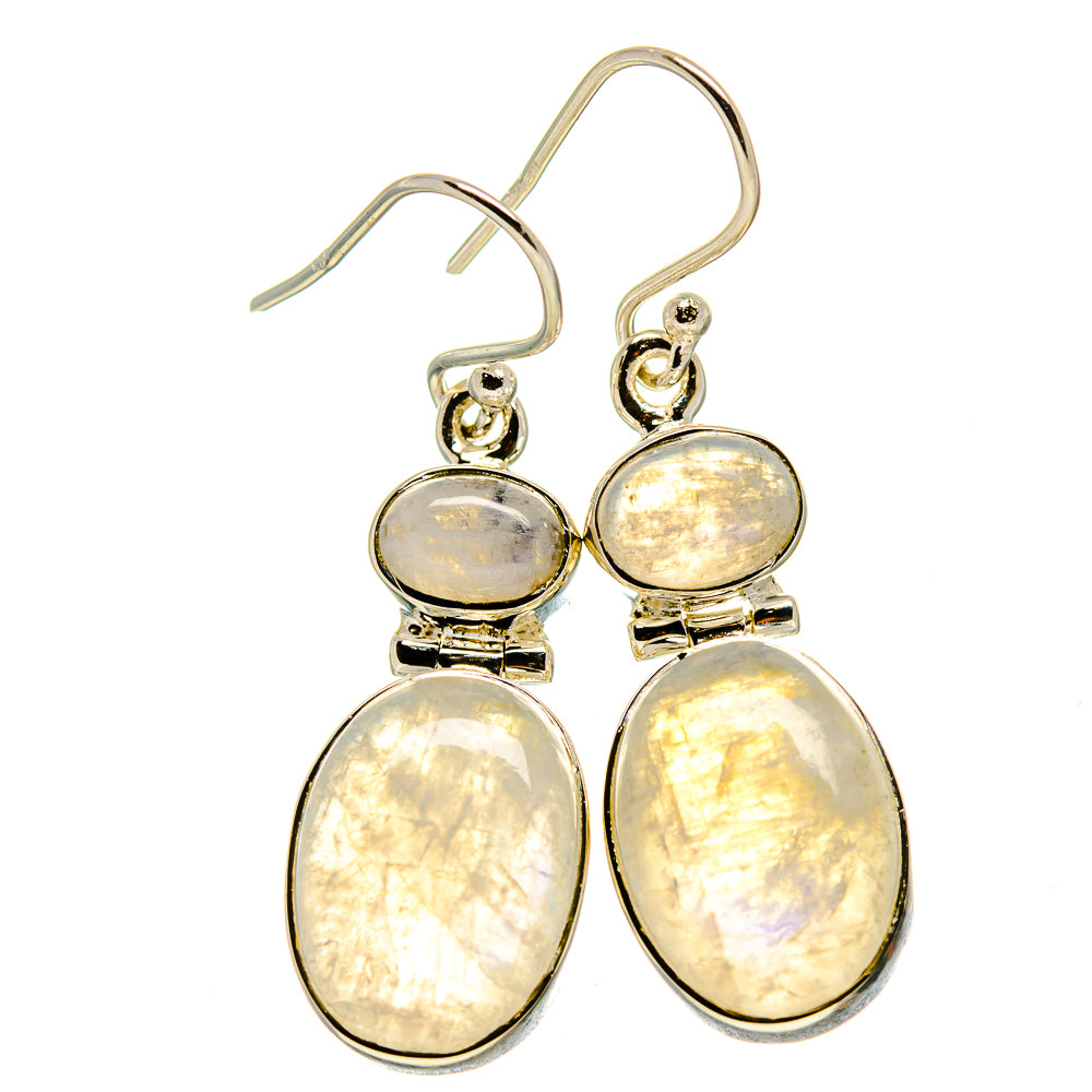 Rainbow Moonstone Earrings handcrafted by Ana Silver Co - EARR414957
