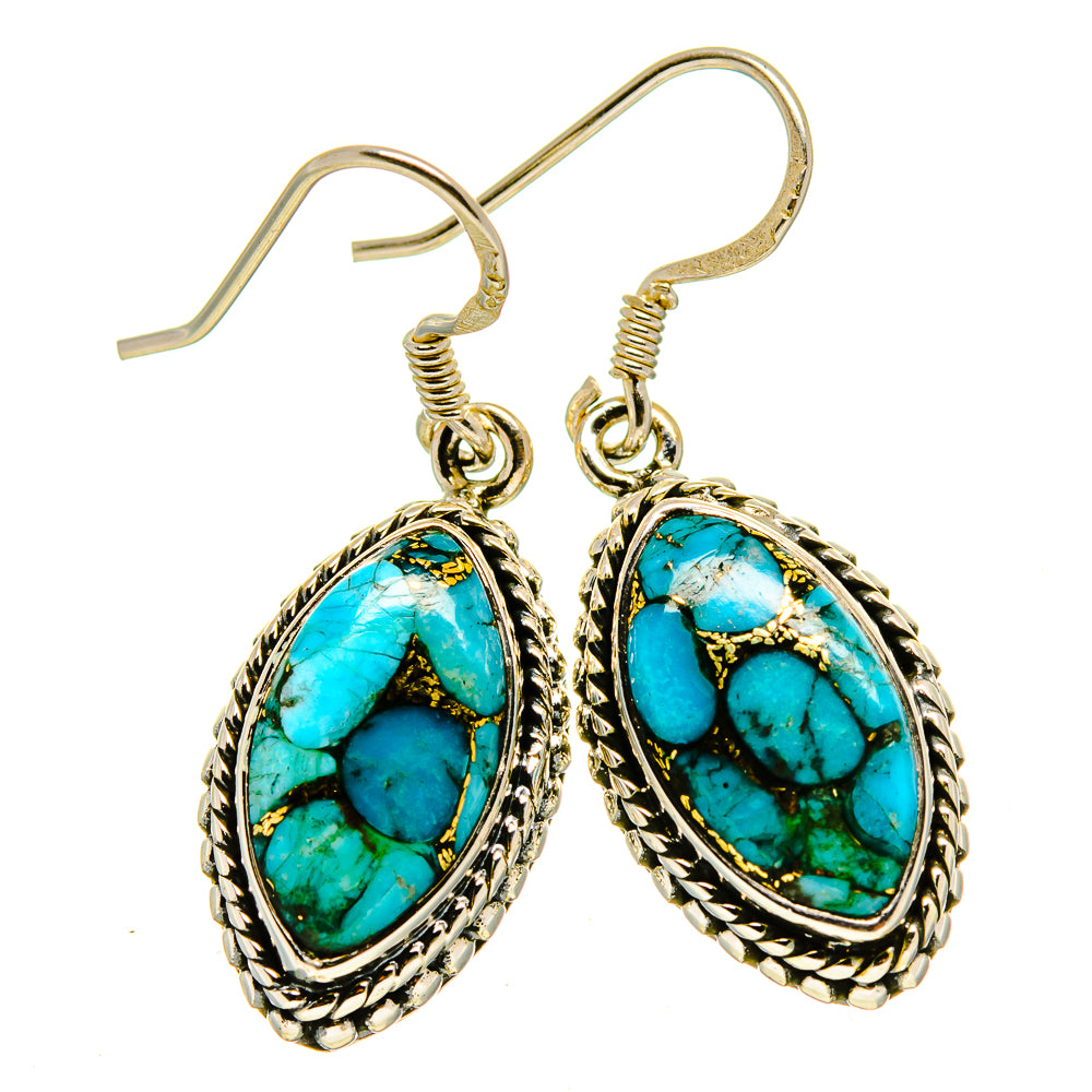 Blue Copper Composite Turquoise Earrings handcrafted by Ana Silver Co - EARR414961
