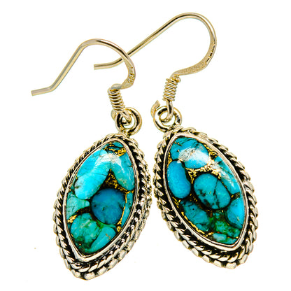 Blue Copper Composite Turquoise Earrings handcrafted by Ana Silver Co - EARR414961