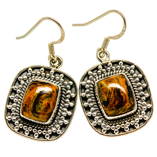 Golden Pietersite Earrings handcrafted by Ana Silver Co - EARR414972