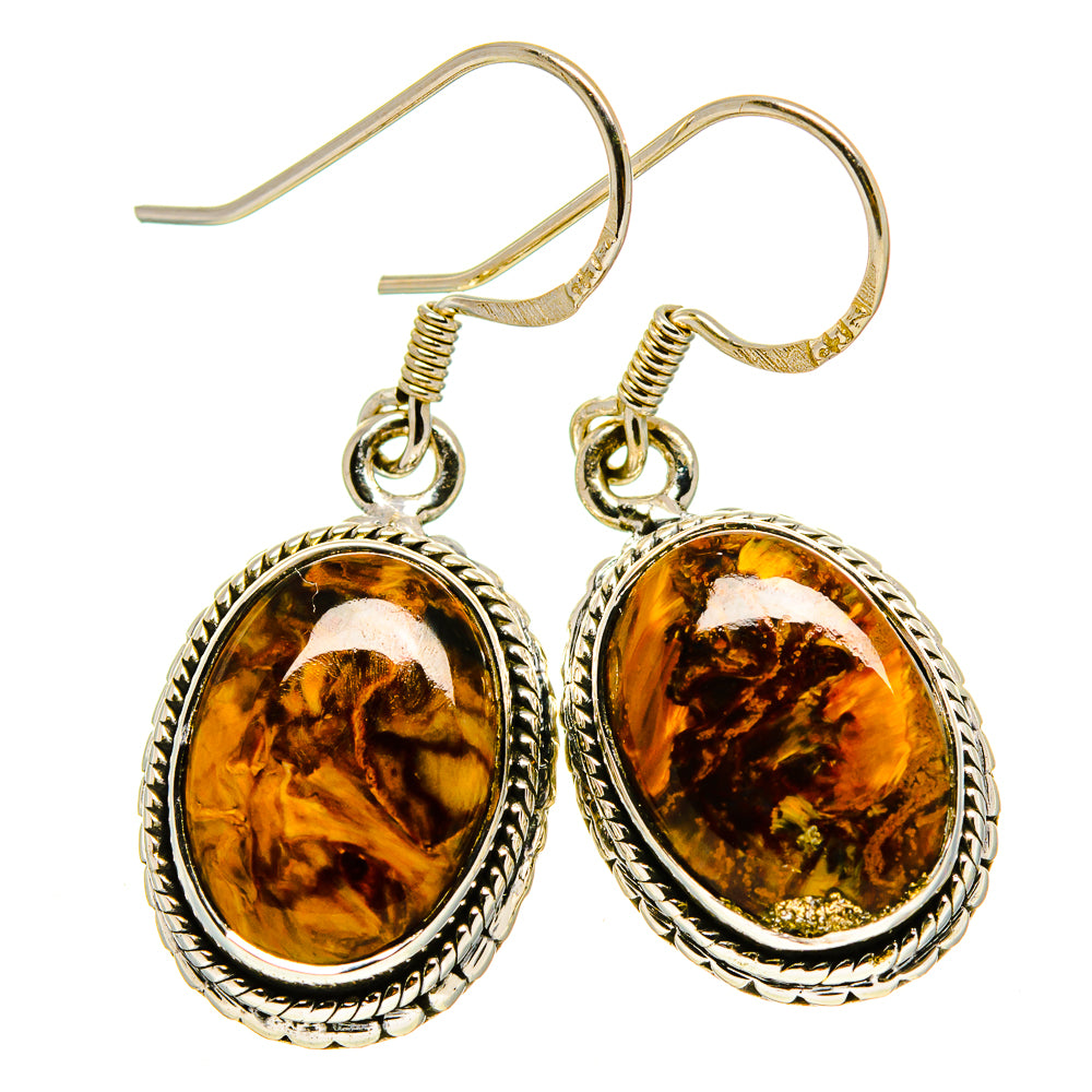 Golden Pietersite Earrings handcrafted by Ana Silver Co - EARR414995