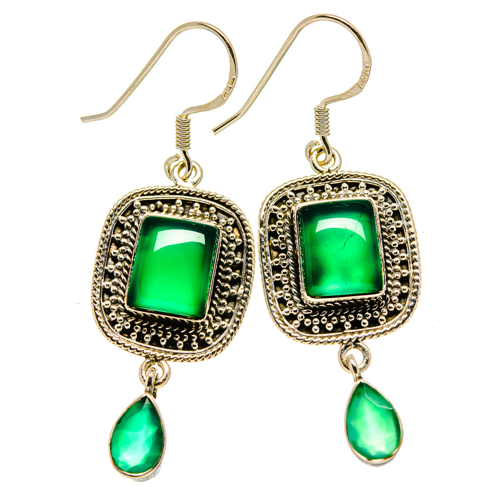 Green Onyx Earrings handcrafted by Ana Silver Co - EARR415011