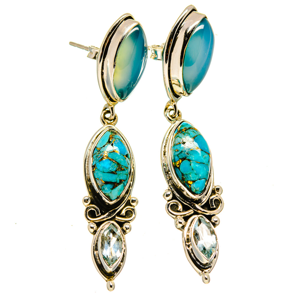 Blue Copper Composite Turquoise Earrings handcrafted by Ana Silver Co - EARR415023