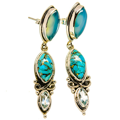Blue Copper Composite Turquoise Earrings handcrafted by Ana Silver Co - EARR415023