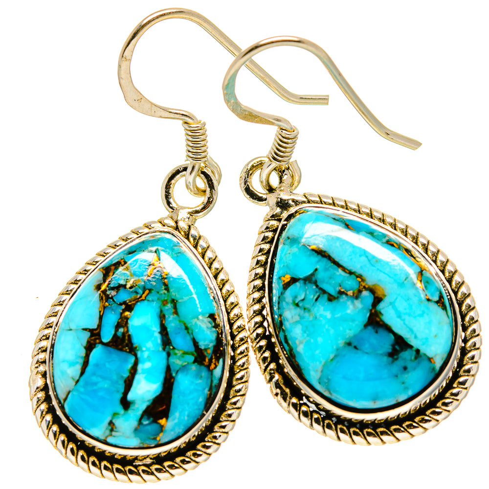 Blue Copper Composite Turquoise Earrings handcrafted by Ana Silver Co - EARR415033