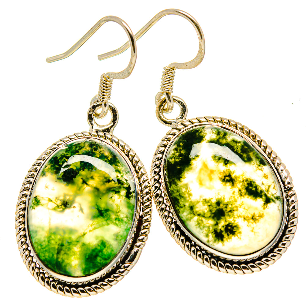 Green Moss Agate Earrings handcrafted by Ana Silver Co - EARR415039