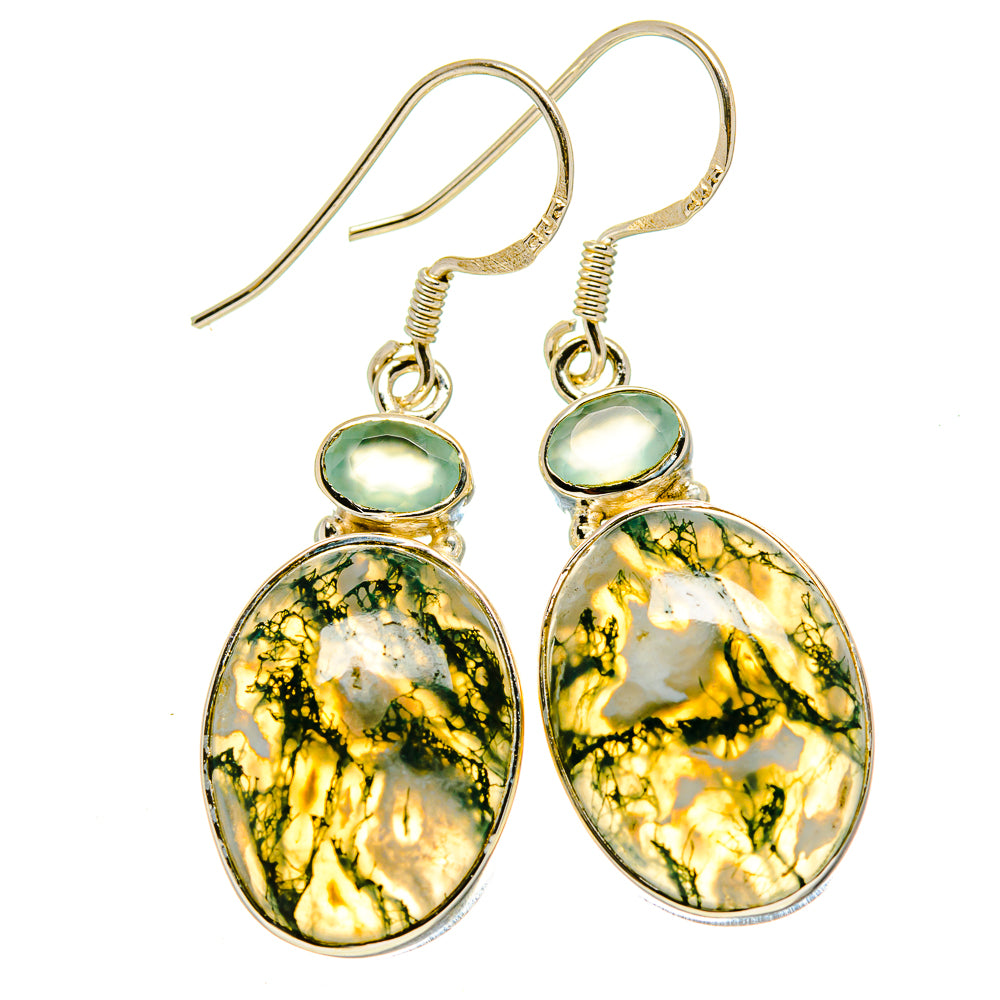 Green Moss Agate Earrings handcrafted by Ana Silver Co - EARR415047