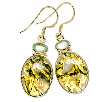 Green Moss Agate Earrings handcrafted by Ana Silver Co - EARR415047