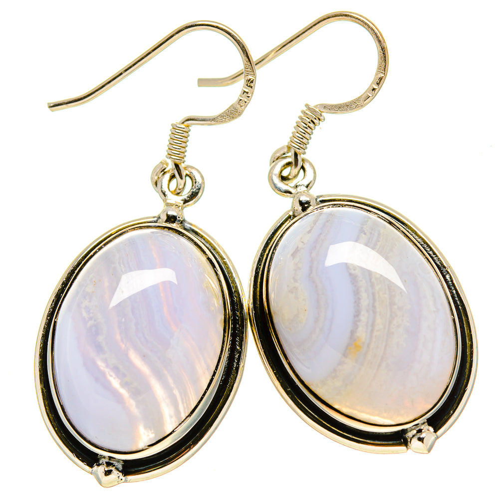 Blue Lace Agate Earrings handcrafted by Ana Silver Co - EARR415055
