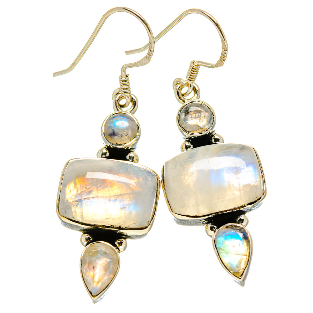 Rainbow Moonstone Earrings handcrafted by Ana Silver Co - EARR415076