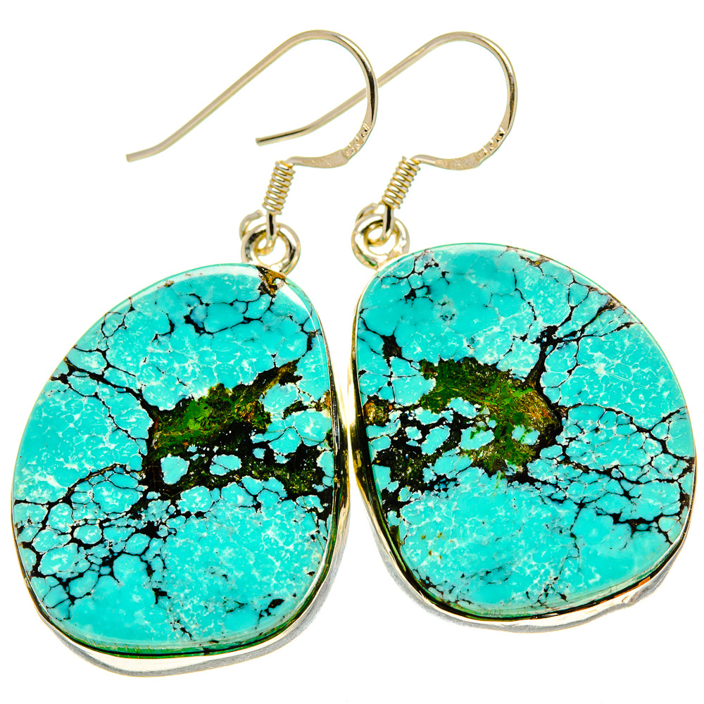 Tibetan Turquoise Earrings handcrafted by Ana Silver Co - EARR415081