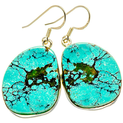 Tibetan Turquoise Earrings handcrafted by Ana Silver Co - EARR415081