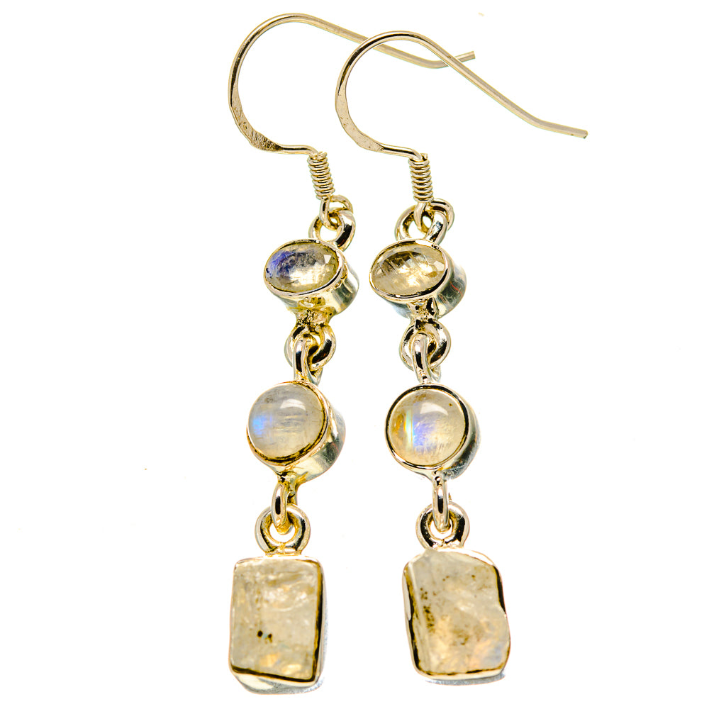 Rainbow Moonstone Earrings handcrafted by Ana Silver Co - EARR415085