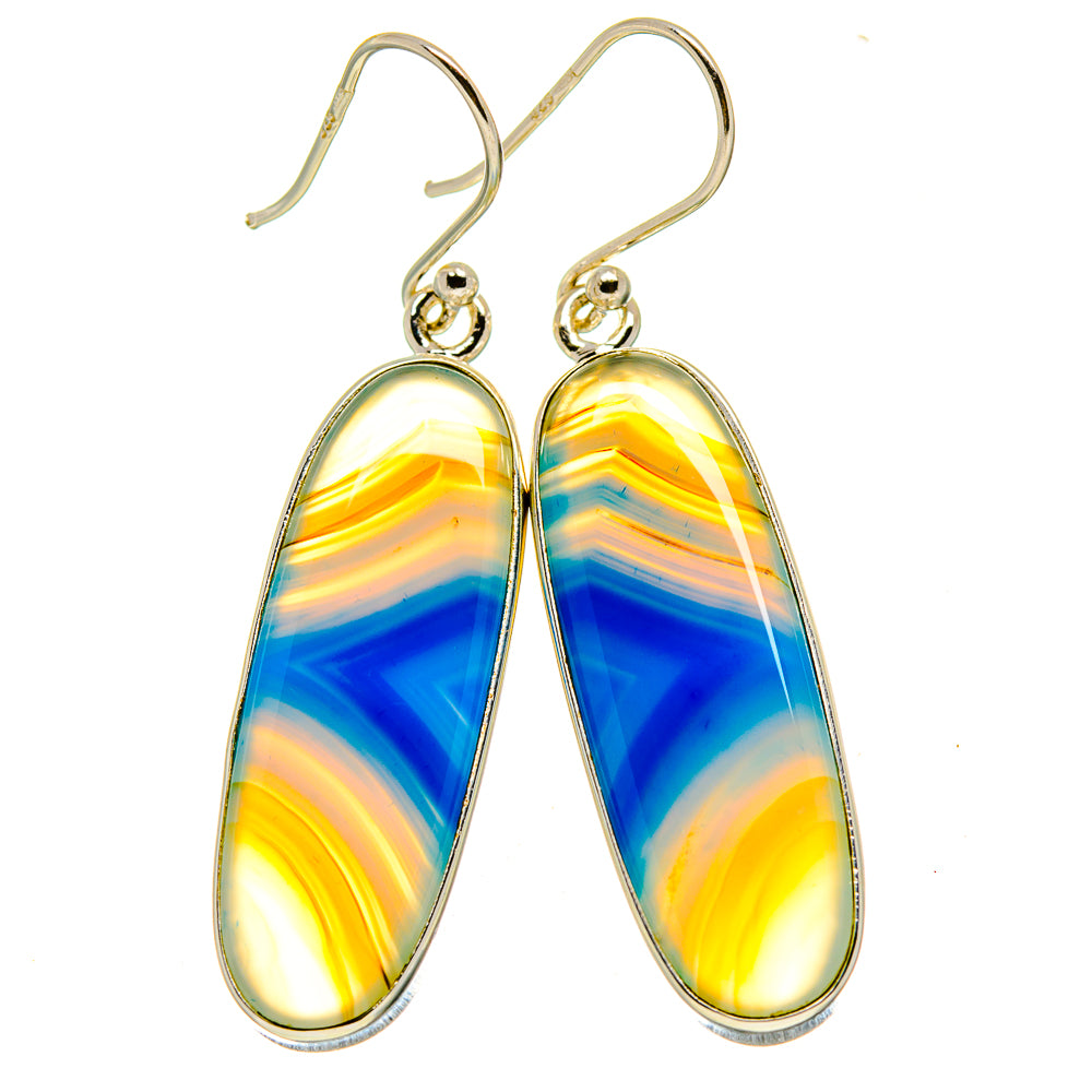 Blue Botswana Agate Earrings handcrafted by Ana Silver Co - EARR415093