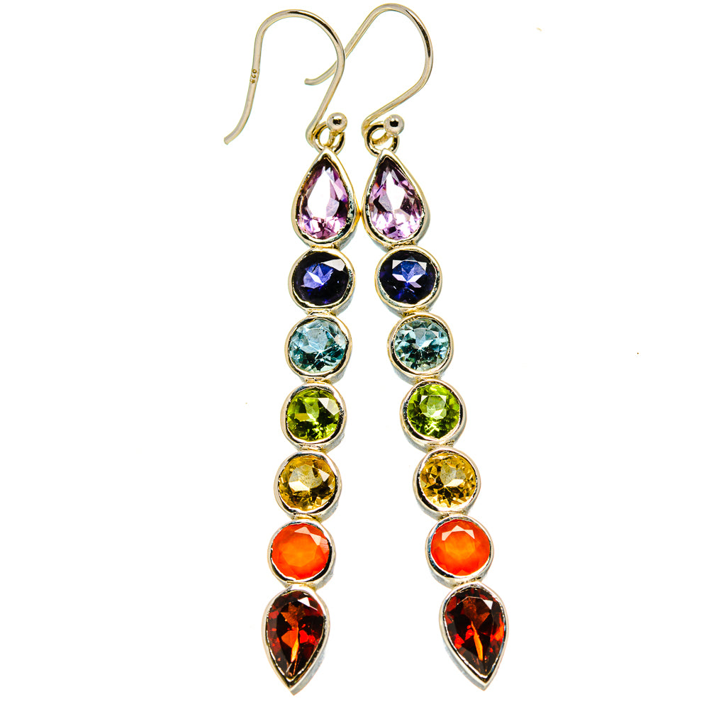 Multi-Stone Chakra Earrings handcrafted by Ana Silver Co - EARR415102