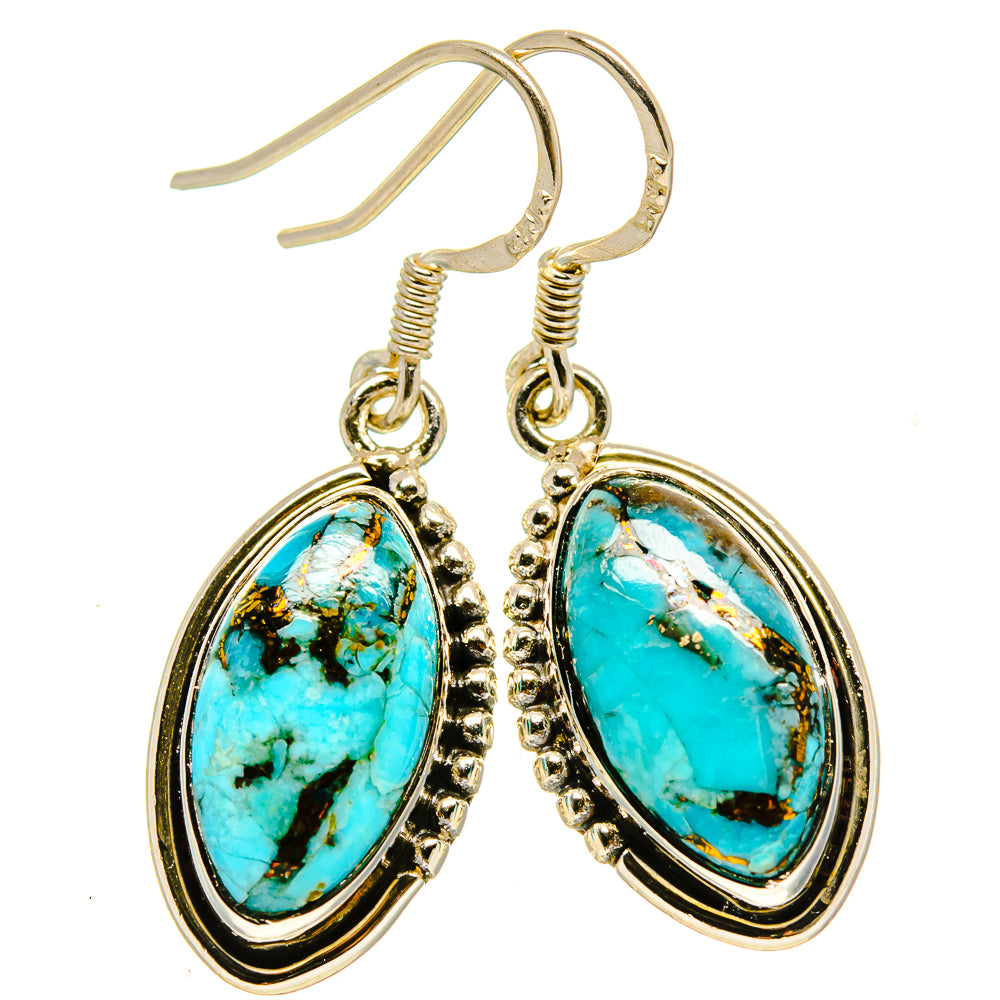 Blue Copper Composite Turquoise Earrings handcrafted by Ana Silver Co - EARR415109