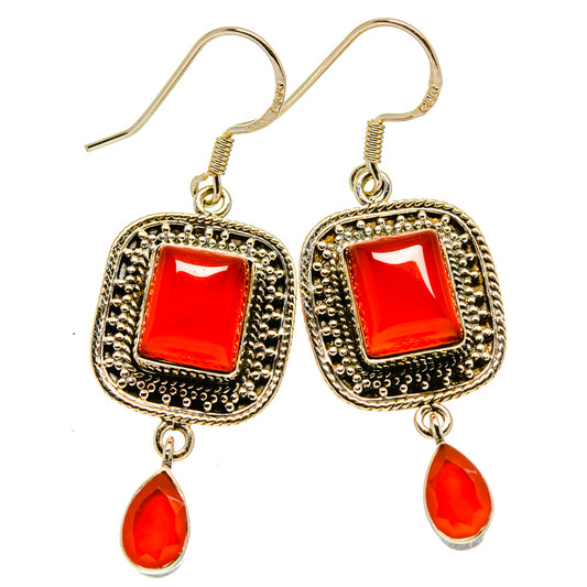 Red Onyx Earrings handcrafted by Ana Silver Co - EARR415168