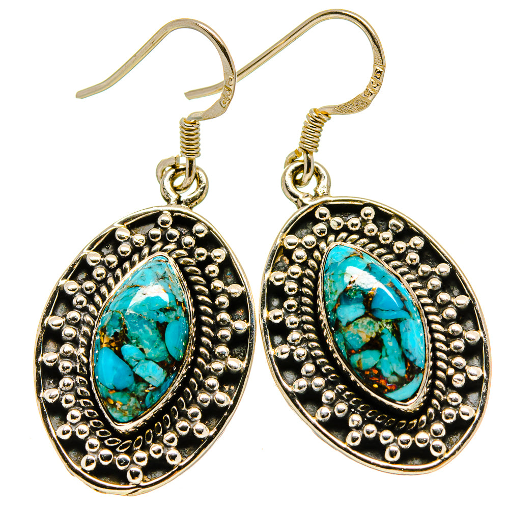 Blue Copper Composite Turquoise Earrings handcrafted by Ana Silver Co - EARR415199