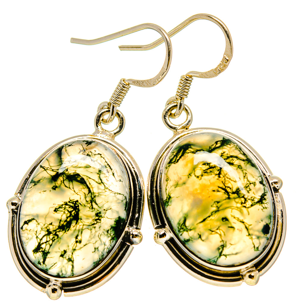 Green Moss Agate Earrings handcrafted by Ana Silver Co - EARR415202