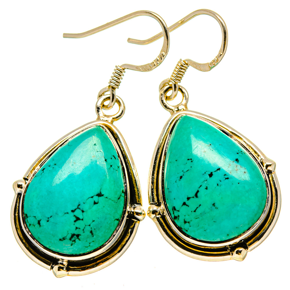 Tibetan Turquoise Earrings handcrafted by Ana Silver Co - EARR415211