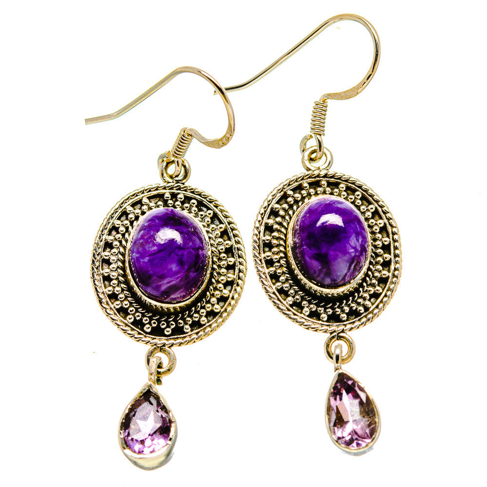 Charoite Earrings handcrafted by Ana Silver Co - EARR415214