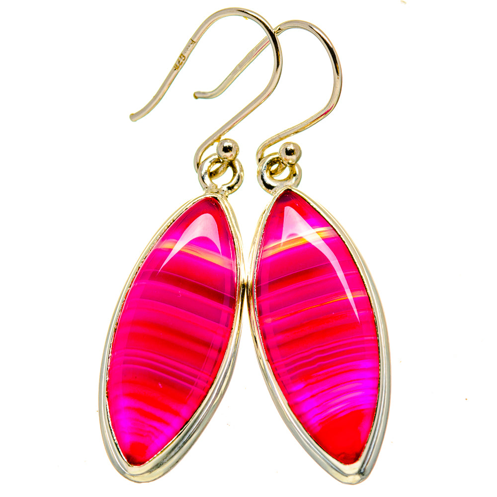 Pink Botswana Agate Earrings handcrafted by Ana Silver Co - EARR415216