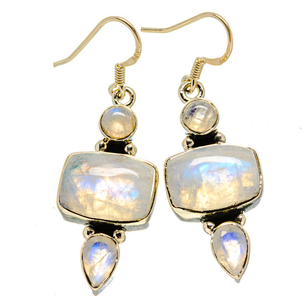Rainbow Moonstone Earrings handcrafted by Ana Silver Co - EARR415230