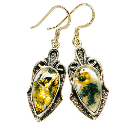 Green Moss Agate Earrings handcrafted by Ana Silver Co - EARR415243