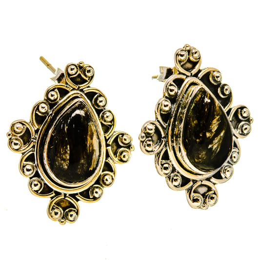Golden Seraphinite Earrings handcrafted by Ana Silver Co - EARR415250