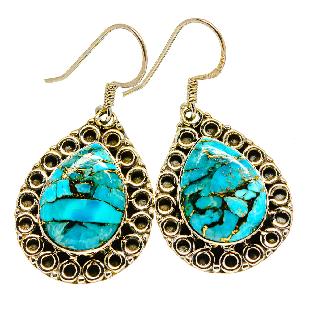 Blue Copper Composite Turquoise Earrings handcrafted by Ana Silver Co - EARR415254