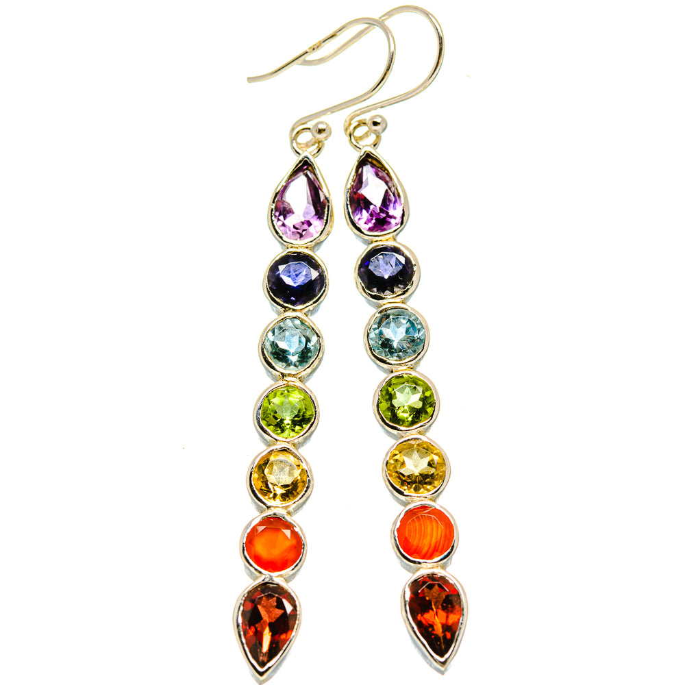 Multi-Stone Chakra Earrings handcrafted by Ana Silver Co - EARR415262