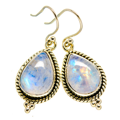 Rainbow Moonstone Earrings handcrafted by Ana Silver Co - EARR415268