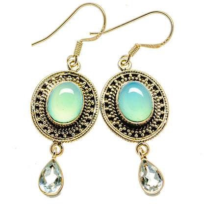 Aqua Chalcedony Earrings handcrafted by Ana Silver Co - EARR415289