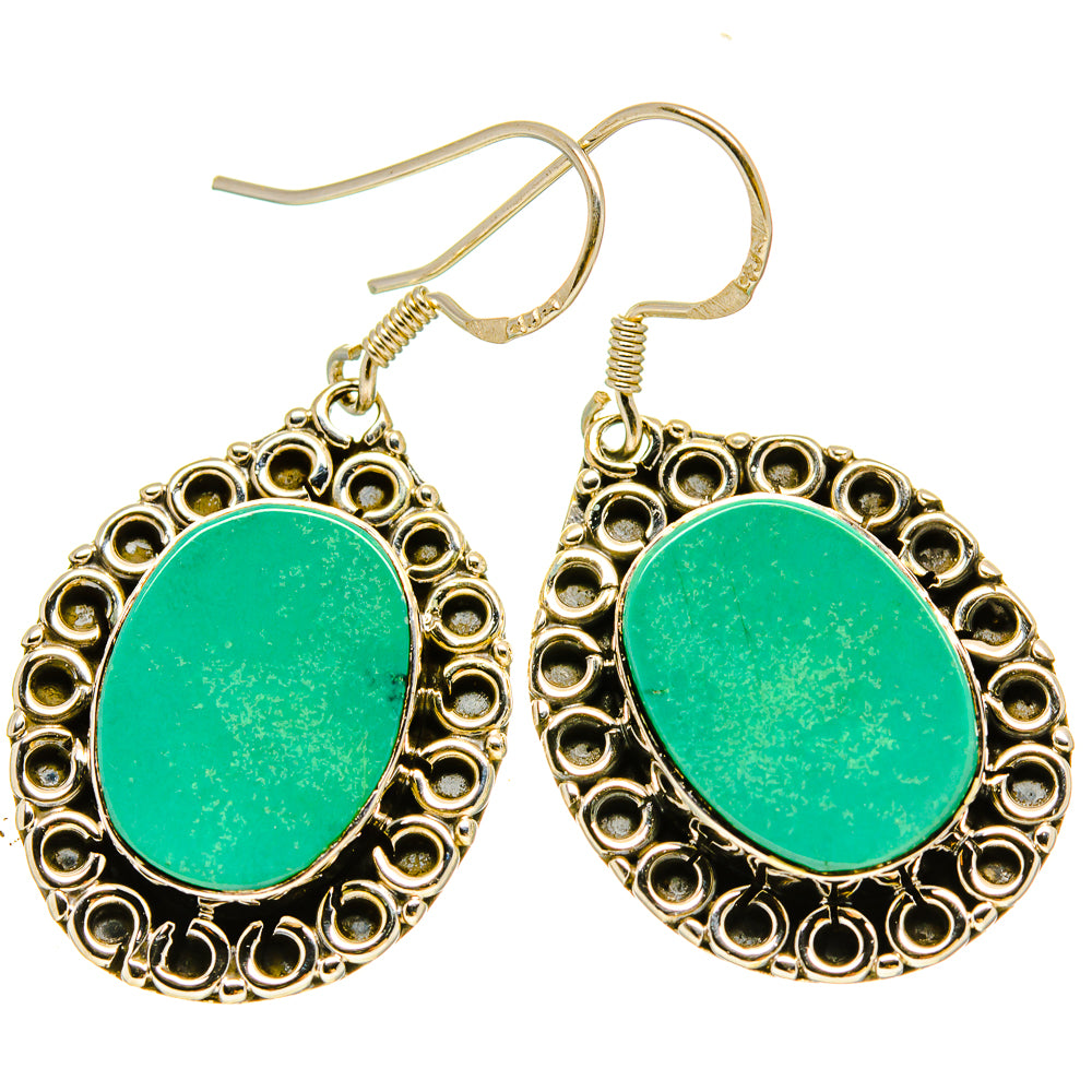 Tibetan Turquoise Earrings handcrafted by Ana Silver Co - EARR415310