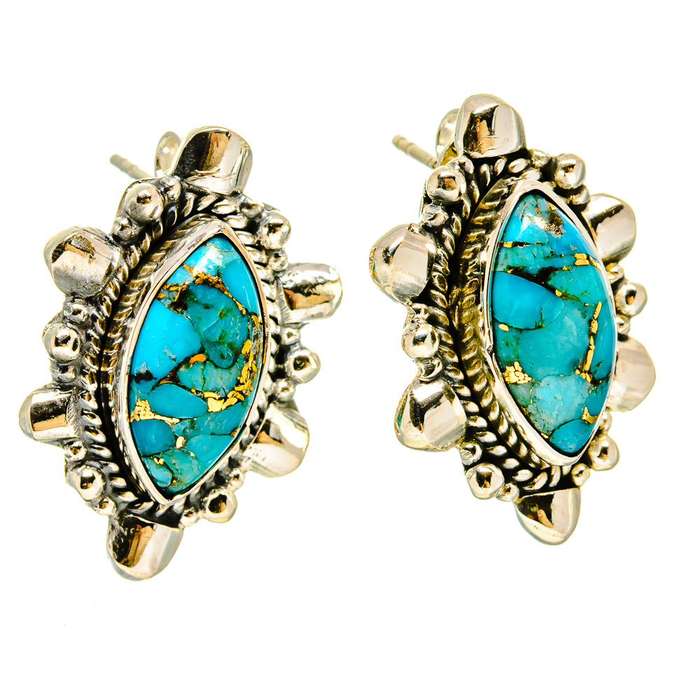 Blue Copper Composite Turquoise Earrings handcrafted by Ana Silver Co - EARR415333