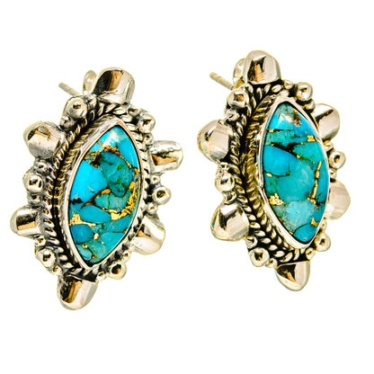 Blue Copper Composite Turquoise Earrings handcrafted by Ana Silver Co - EARR415333