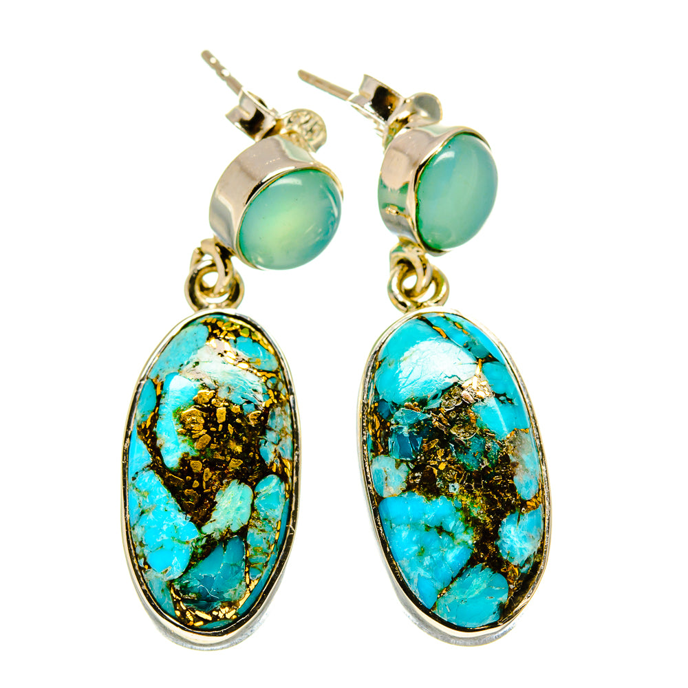Blue Copper Composite Turquoise Earrings handcrafted by Ana Silver Co - EARR415334