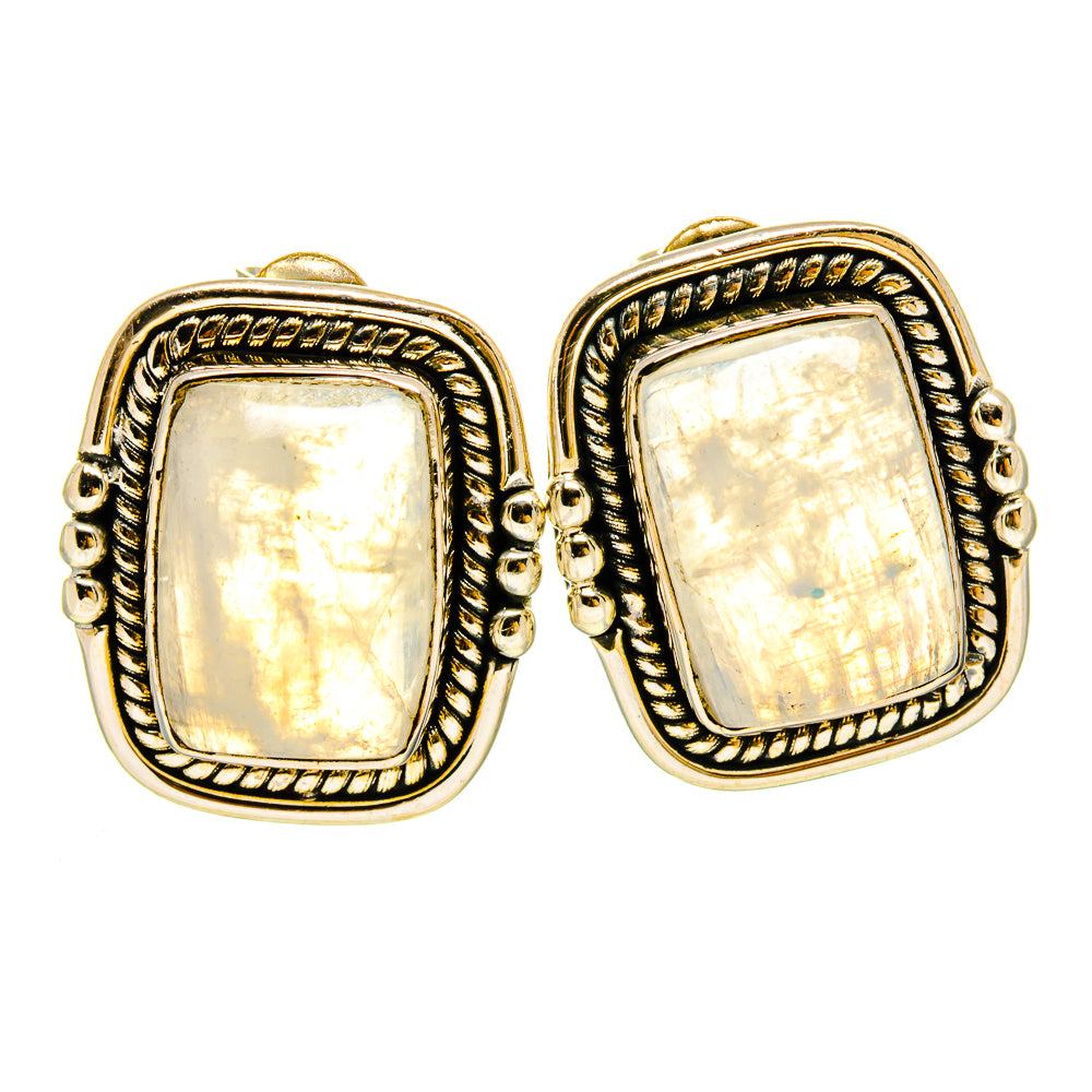 Rainbow Moonstone Earrings handcrafted by Ana Silver Co - EARR415338