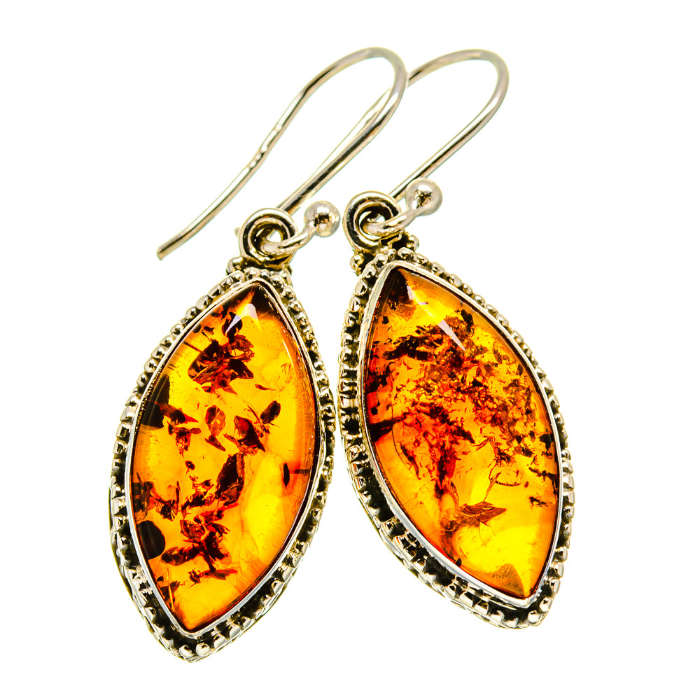 Baltic amber drop earrings, oval amber cabochon with 925 sterling silver hooks