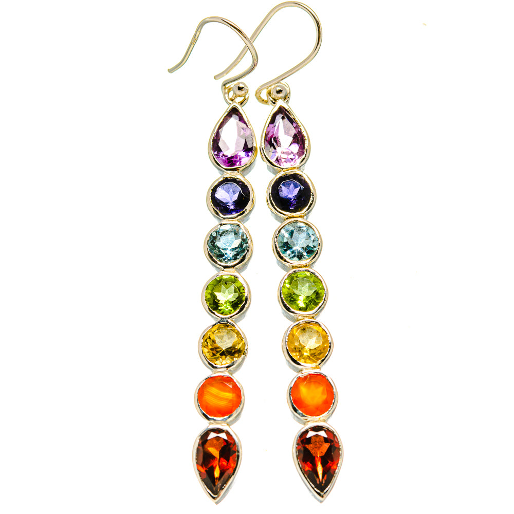 Multi-Stone Chakra Earrings handcrafted by Ana Silver Co - EARR415397