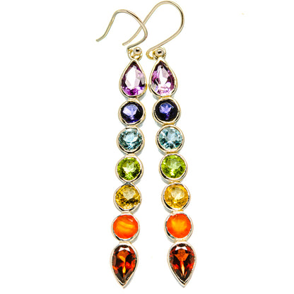 Multi-Stone Chakra Earrings handcrafted by Ana Silver Co - EARR415397