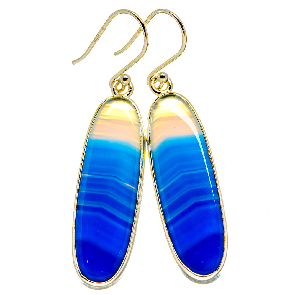 Blue Botswana Agate Earrings handcrafted by Ana Silver Co - EARR415407