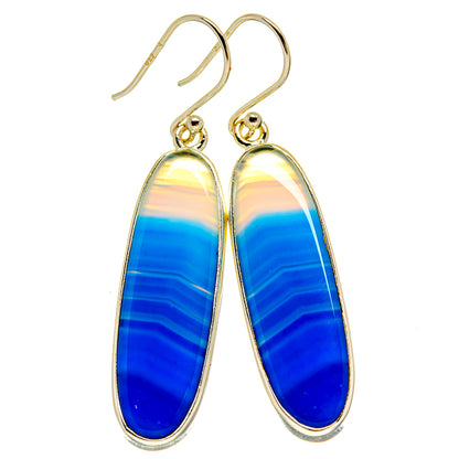 Blue Botswana Agate Earrings handcrafted by Ana Silver Co - EARR415407