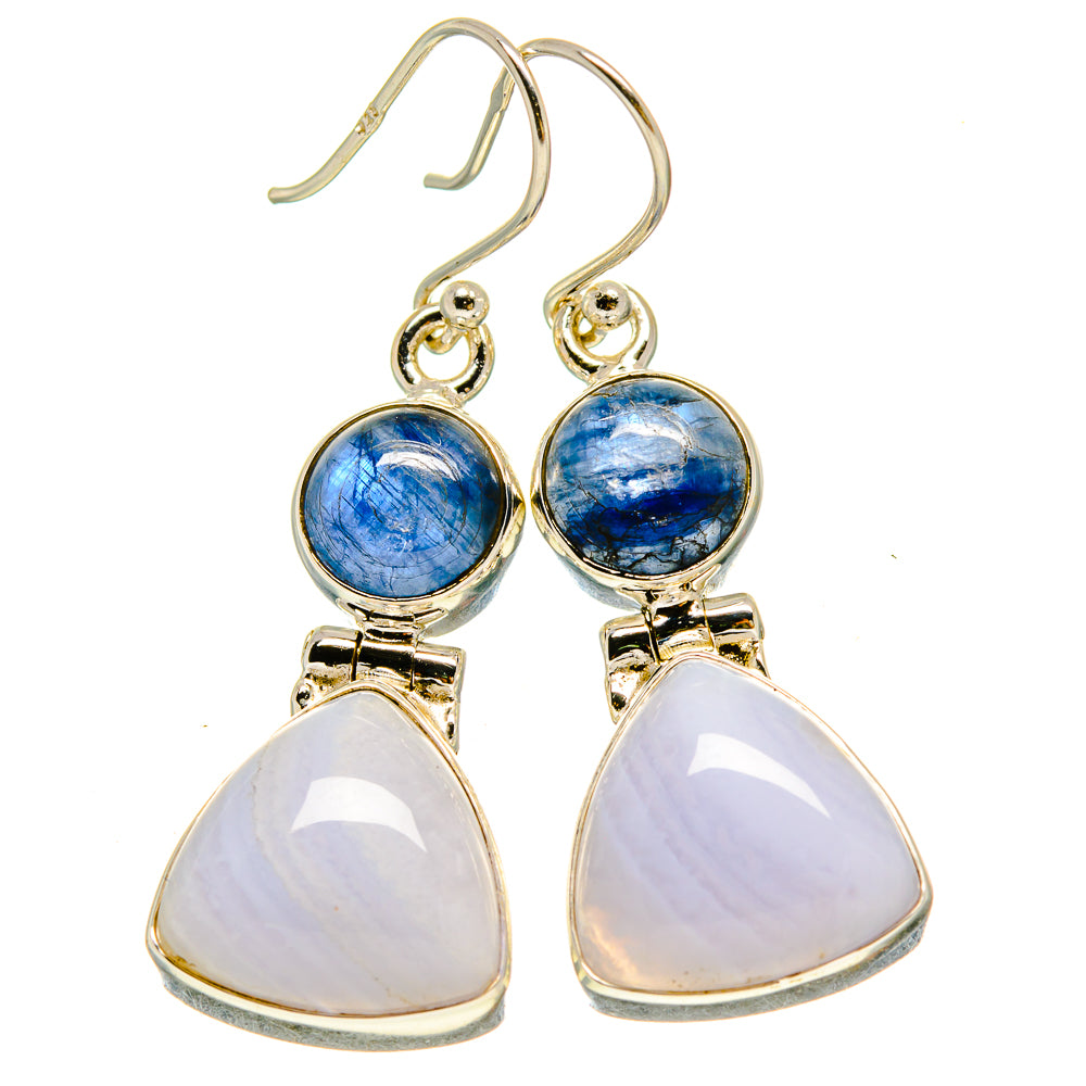 Blue Lace Agate Earrings handcrafted by Ana Silver Co - EARR415447