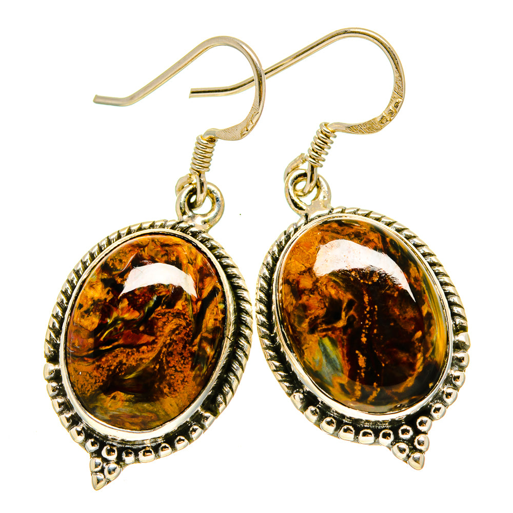Golden Pietersite Earrings handcrafted by Ana Silver Co - EARR415469