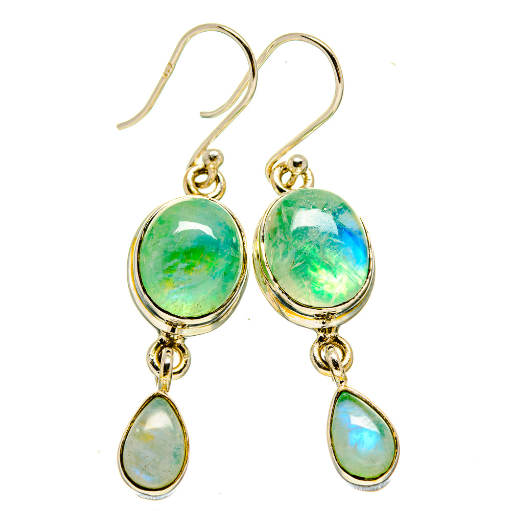 Green Moonstone Earrings handcrafted by Ana Silver Co - EARR415476