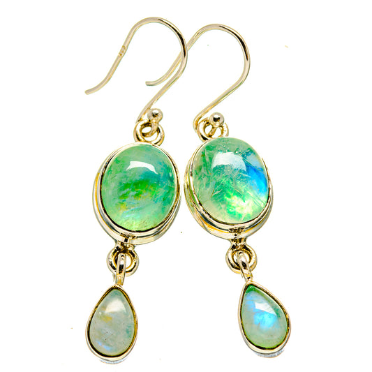 Green Moonstone Earrings handcrafted by Ana Silver Co - EARR415476