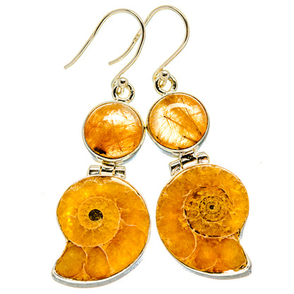 Ammonite Fossil Earrings handcrafted by Ana Silver Co - EARR415481