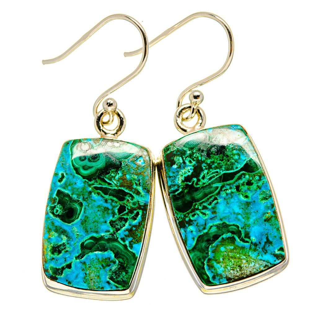 Malachite In Chrysocolla Earrings handcrafted by Ana Silver Co - EARR415486